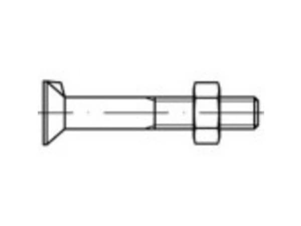 TOOLCRAFT 111659 Sänksänkta skruvar med nos M12 50 mm sexkantig hylsa DIN 604 Stål 100 st