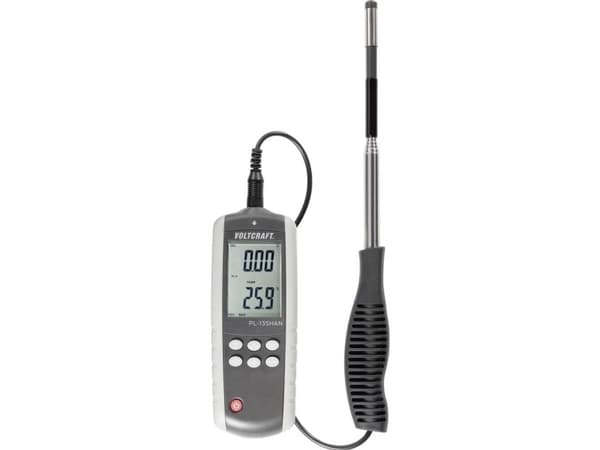 Voltcraft PL-135HAN Anemometer med varm tråd, temperaturmätningsfunktion och USB-gränssnitt, teleskopisk (PL-135HAN)