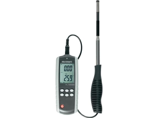 Voltcraft PL-135HAN Anemometer med varm tråd, temperaturmätningsfunktion och USB-gränssnitt, teleskopisk (PL-135HAN)