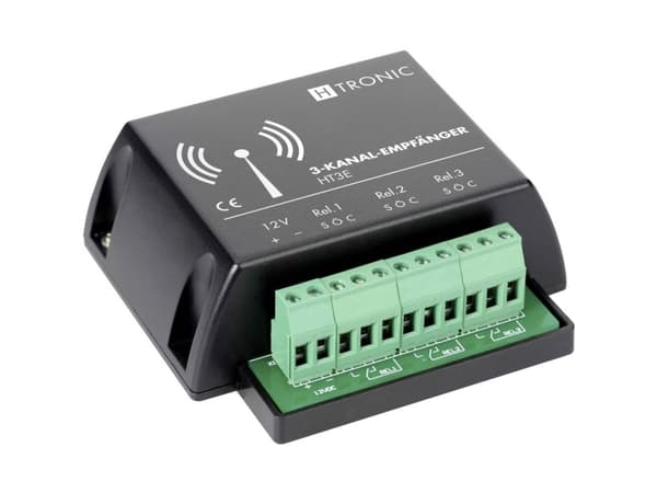 H-Tronic 3-kanals radiomottaker HT3E 1618255 Radiofrekvens 868,35 MHz Maks rekkevidde (i åpent felt) 200 m (1618255)