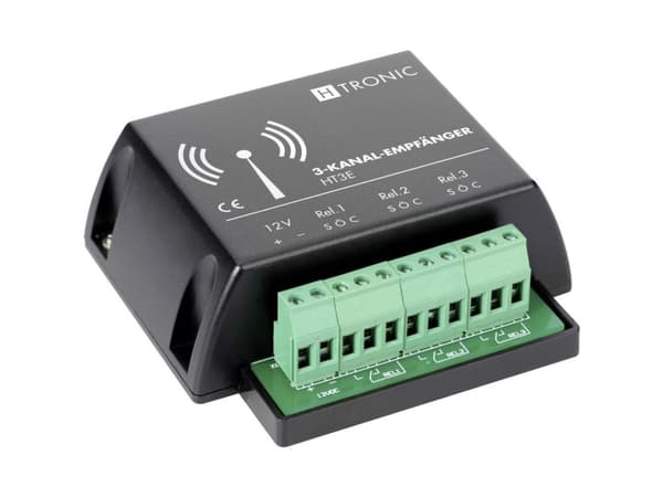 H-Tronic 3-kanals radiomottaker HT3E 1618255 Radiofrekvens 868,35 MHz Maks rekkevidde (i åpent felt) 200 m (1618255)