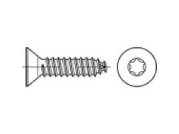 TOOLCRAFT 145304 Senkkaruuvi 3,5 mm 9,5 mm T-profiili DIN 7982 Teräs Sinkitty 1000 kpl