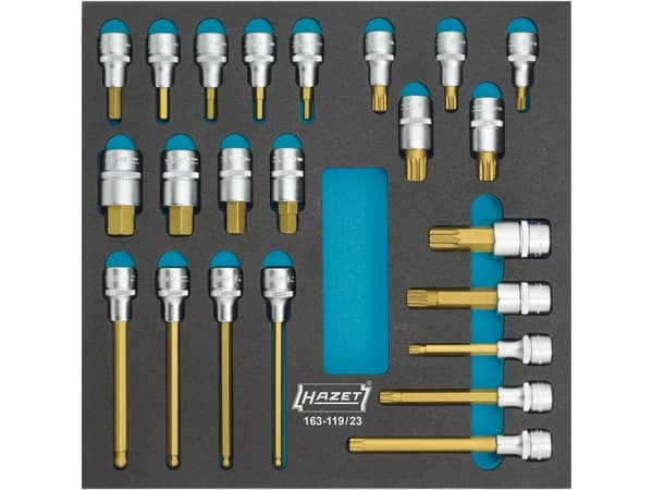 HAZET 163-119/23, Støpselsett, 1/2", Metrisk/imperisk, 23 hoder, 344 mm, 342 mm