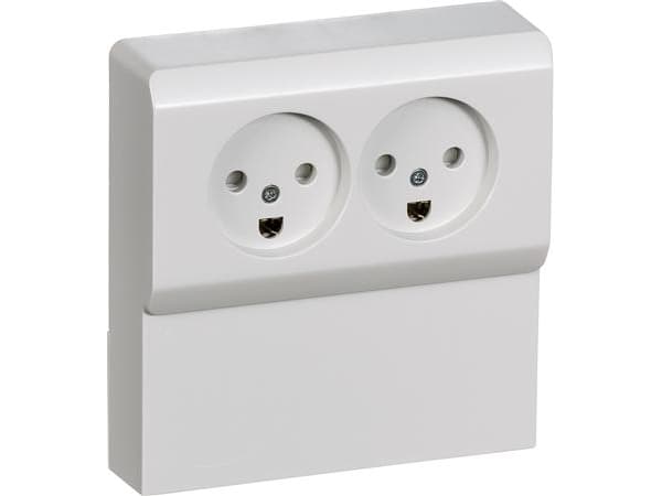 OPUS 66 Insats standarduttag panel extern dubbel 2-polig med jord, ljusgrå