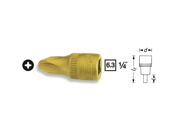 HAZET 8506-PH3, Stikkontakt, 1/4", Metrisk, 1 hoder, PH3, 1,2 cm
