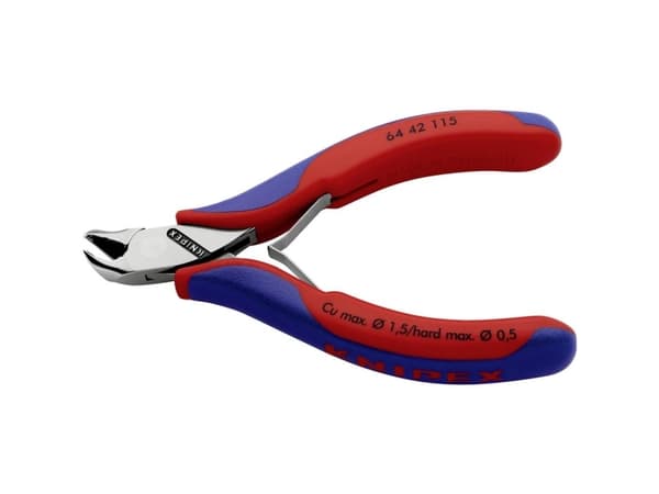 Knipex 64 42 115, Endekuttende tang, Stål, Blå, Rød, 115 mm, 69 g
