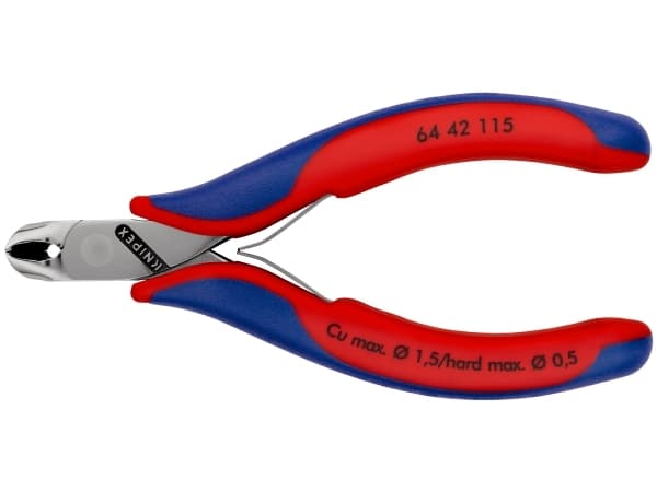 Knipex 64 42 115, Endekuttende tang, Stål, Blå, Rød, 115 mm, 69 g