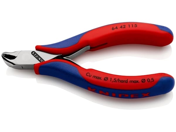 Knipex 64 42 115, Endekuttende tang, Stål, Blå, Rød, 115 mm, 69 g