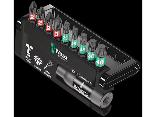 Wera 05057682001, 9 styck, Phillips, Torx Plus, PH 2, PH 3, TX25, TX30, TX40, 25 mm