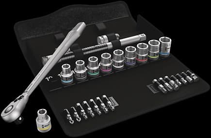 Wera Zyklop 8100 SC 8 - Ratcheting torque wrench with bit and socket set - 28 deler - inn textil box