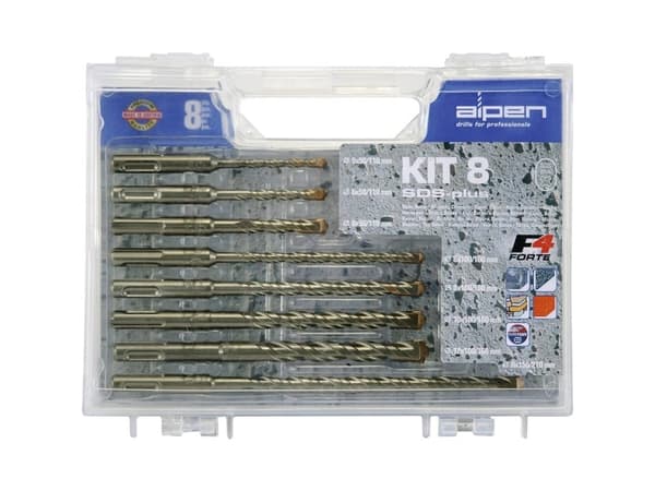 Alpen 80704100100 Set med hårdmetallhammare 8 delar 5 mm, 6 mm, 6 mm, 8 mm, 8 mm, 8 mm, 10 mm, 12 mm SDS-Plus 1 set