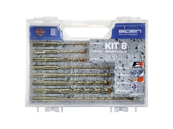 Alpen 80704100100 Set med hårdmetallhammare 8 delar 5 mm, 6 mm, 6 mm, 8 mm, 8 mm, 8 mm, 10 mm, 12 mm SDS-Plus 1 set