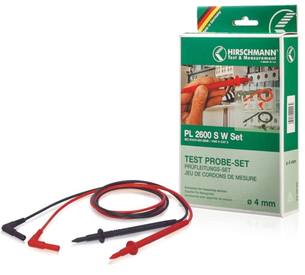 SKS Hirschmann PL 2600 S W SET Säkerhetsmätledningssats [Lamellakontakt 4 mm - Mätspets] 1,00 m Svart, röd 1 st