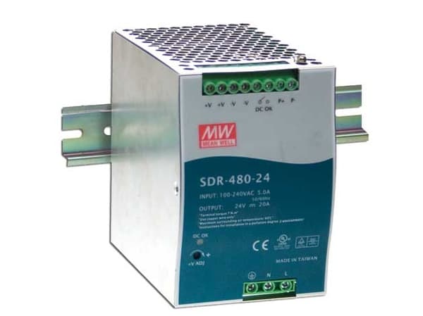 MEAN WELL SDR-480-24, 85,5 x 125,2 x 128,5 mm