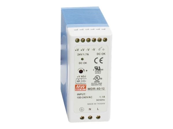 Black Box - Strømforsyning (DIN-skinnemonterbar) - AC 115/230 V - 40 watt - for P/N: LGH1006A, LIE1080A, LIE1082A, LIG1014A, LIG1082A Blå, Hvit