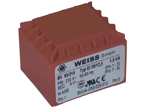 Weiss Elektrotechnik 85/315 Tulostusmuuntaja 1 x 230 V 1 x 24 V/AC 1,50 VA 63 mA