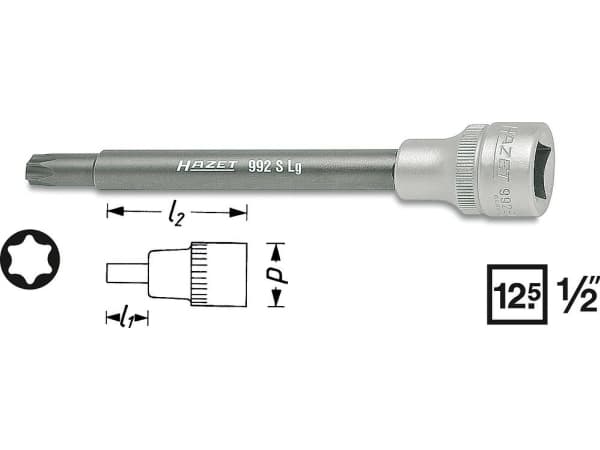 HAZET 992SLG-T45, 1 styck, 25,4 / 2 mm (1 / 2"), Stål, 138 mm, 84 g