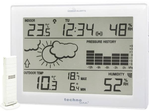 Technoline MA 10410, Hvit, Inne hygrometer, Inne Termometer, Utendørs Fuktighetsmåler, Utendørs Barometer, Barometer, Termometer