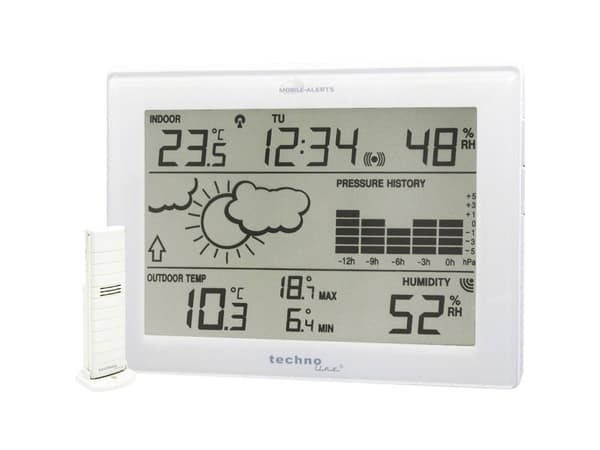 Technoline MA 10410, Hvit, Inne hygrometer, Inne Termometer, Utendørs Fuktighetsmåler, Utendørs Barometer, Barometer, Termometer