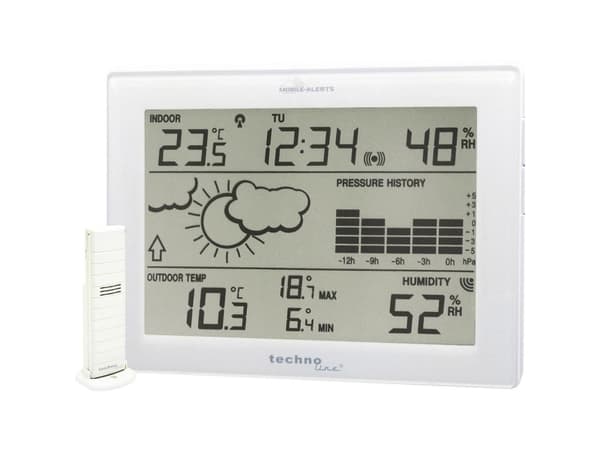 Technoline MA 10410, Hvit, Inne hygrometer, Inne Termometer, Utendørs Fuktighetsmåler, Utendørs Barometer, Barometer, Termometer