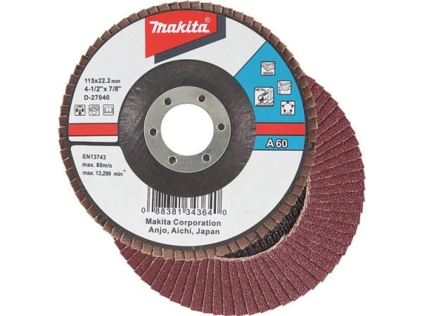 Makita - Lamellslipskiva - för trä, metall, plast, icke-järnhaltig metall - 125 mm - grus: A40 - för Makita GA005GZ, GA008GM201, GA008GZ; XGT GA005GZ