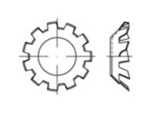 TOOLCRAFT 138397 Tandskive Indvendig diameter: 10.5 mm DIN 6797 Fjederstål Galvaniseret 100 stk