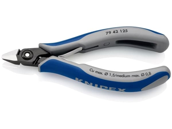 Knipex 79 42 125, Diagonal tang, Kromvanadiumstål, Plast, Blå, Grå, 125 mm, 58 g