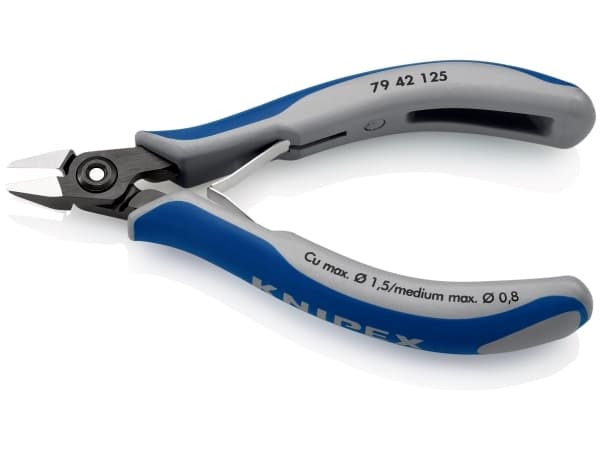 Knipex 79 42 125, Diagonal tang, Kromvanadiumstål, Plast, Blå, Grå, 125 mm, 58 g