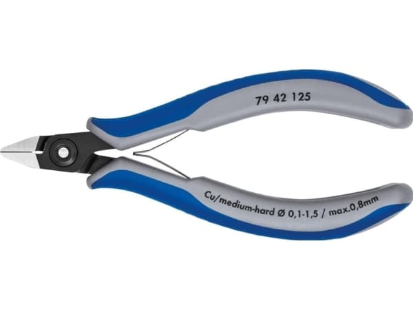 Knipex 79 42 125, Diagonal tang, Kromvanadiumstål, Plast, Blå, Grå, 125 mm, 58 g