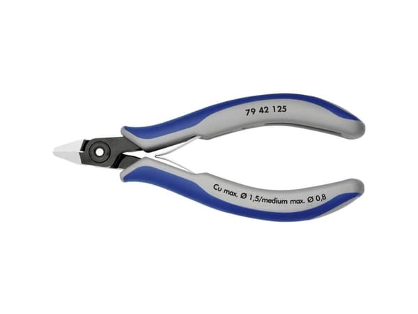Knipex 79 42 125, Diagonal tang, Kromvanadiumstål, Plast, Blå, Grå, 125 mm, 58 g