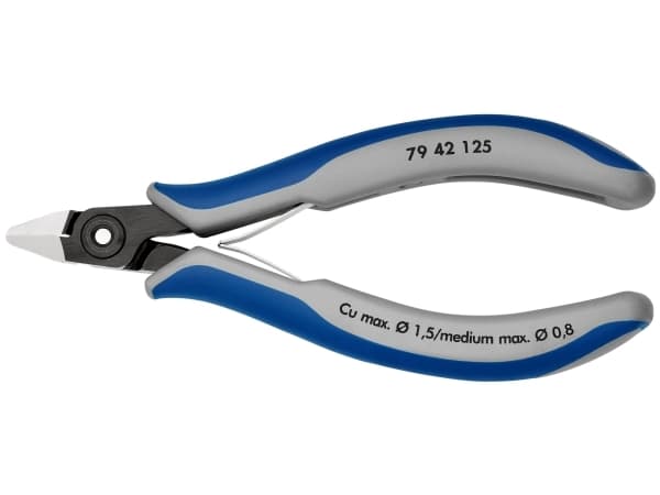 Knipex 79 42 125, Diagonal tang, Kromvanadiumstål, Plast, Blå, Grå, 125 mm, 58 g