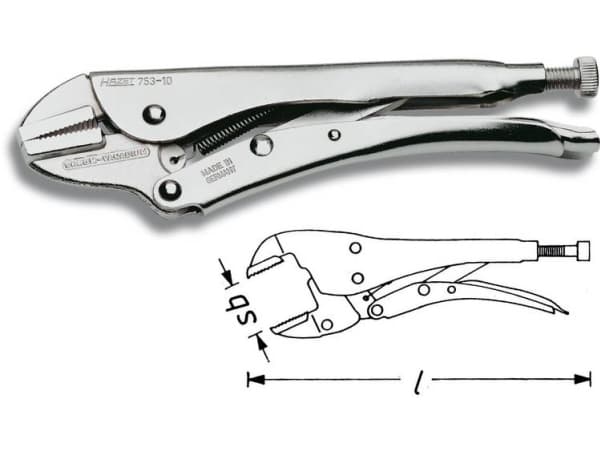 HAZET 753-10, Crimptang, Sølv, 25 cm, 4 cm, 537 g, Tyskland
