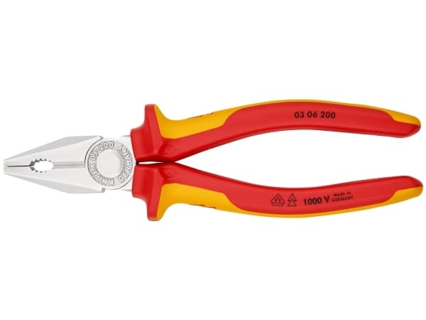 Knipex Kombizange 03 06 200, Kaapelipihdit, Terästä, Muovi, Oranssi, Punainen, 200 mm, 326 g