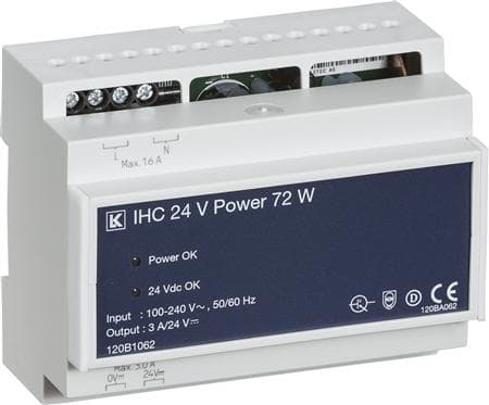 LAURITZ KNUDSEN IHC Control strømforsyning IHC strømforsyning 75 W, 24 Vd.c. stabiliseret switch mode strømforsyning..