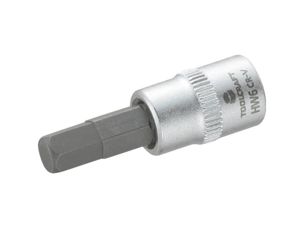 Toolcraft 816071, Stikkontakt, 1/4", Metrisk, 1 hoder, 6 mm, Kromvanadiumstål, Stål
