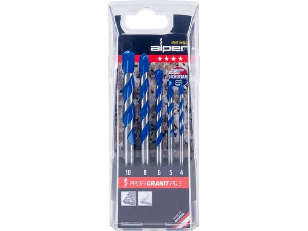 Alpen 25700005100 Graniittiporasarja 5 osaa 4 mm, 5 mm, 6 mm, 8 mm, 10 mm Sylinterikahva 1 sarja 1 sarja