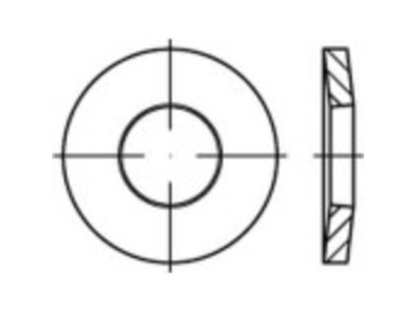 Fjäderbrickor 6 mm 14 mm Fjäderstål Fosfat 250 st TOOLCRAFT 138283