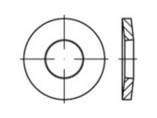 Fjäderbrickor 6 mm 14 mm Fjäderstål Fosfat 250 st TOOLCRAFT 138283