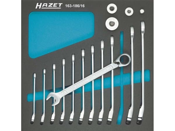 HAZET 163-186/16, Rustfritt stål, 12 stykker