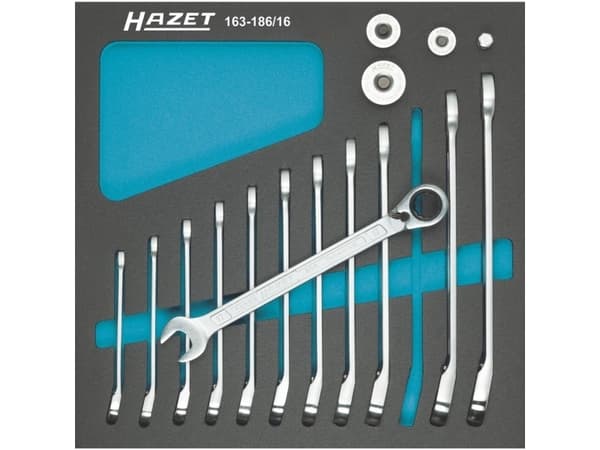 HAZET 163-186/16, Rustfritt stål, 12 stykker