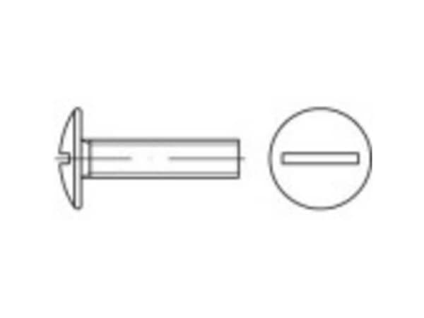 TOOLCRAFT 159324 Flade, runde skruer med kærv M8 50 mm Kærv 88107 Stål Galvaniseret 200 stk