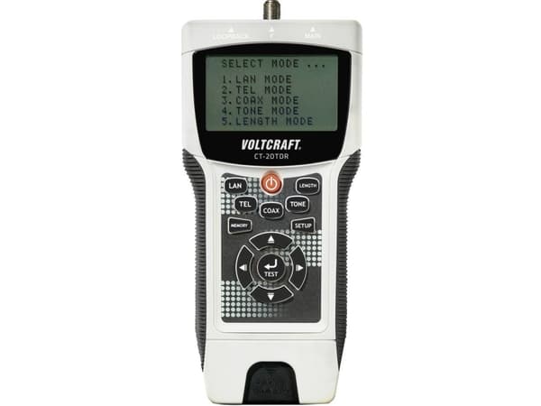 Kaapelitesteri CT-20TDR VOLTCRAFT CT-20TDR Soveltuu... Suojatut/suojaamattomat kaapelit, CAT3, CAT4, CAT5, CAT5E, CAT6, koaksiaalikaapelit