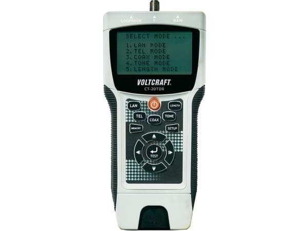 Kaapelitesteri CT-20TDR VOLTCRAFT CT-20TDR Soveltuu... Suojatut/suojaamattomat kaapelit, CAT3, CAT4, CAT5, CAT5E, CAT6, koaksiaalikaapelit
