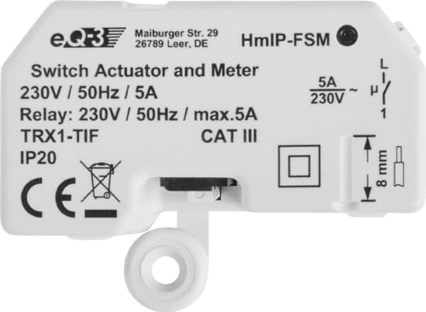 Homematic IP 142721A0, Kytkevä toimilaite, 130 m, IP20, Valkoinen, Homematic Central CCU2, CE