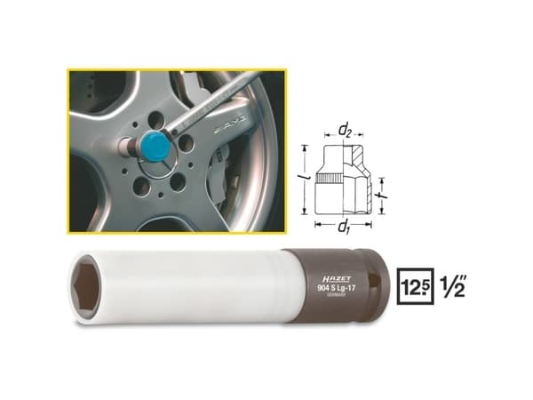 HAZET 904SLG-17, Slaghylsa, Svart, Vit, 1 huvuden, 1/2", Metrisk, 17 mm