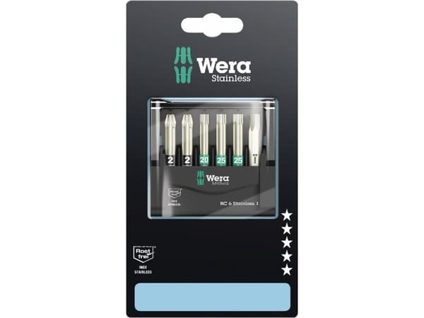 Wera 05073634001, 6 styck, Pozidriv, Torx, PZ 2, TX20, TX25, Rostfritt stål, 2 x PZ 2x50 1 x TX 20x50 2 x TX 25x50 1 x 5.5x50