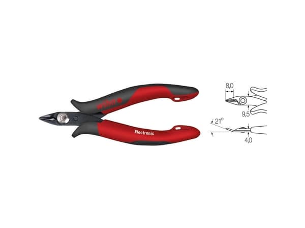 Wiha Z 40 0 03, Avbitartång, 0,8 mm, Stål, Svart, Röd, 128 mm, 52 g