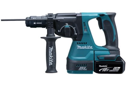 Makita DHR243RTJ - Roterende hammer - trådløs - 3-modus - SDS-plus - 2 joule - 2 batterier - 18 V