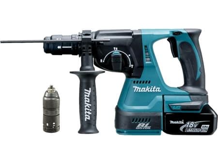 Makita DHR243RTJ - Roterende hammer - trådløs - 3-modus - SDS-plus - 2 joule - 2 batterier - 18 V