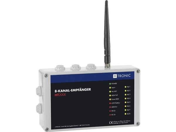 H-Tronic HT200E Langaton vastaanotin 8-kanavainen Taajuus 868,35 MHz, 869,05 MHz, 869,55 MHz 12 V Kantama (max. avoimessa maastossa) 200 m